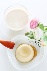 Homemade chestnut pudding with honey for gourmet dessert
