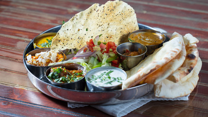 Indian food: Thali platter plate