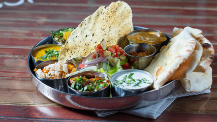 Indian food: Thali platter plate