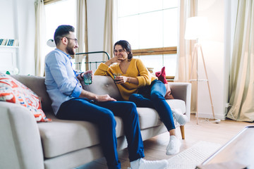 Young couple having fun together at home