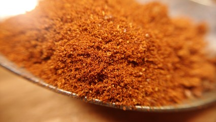 Macro of a tablespoon of paprika