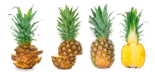 Fresh cut pineapple on white background