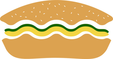 Ham burger flat design illustration