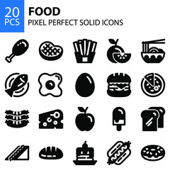 food solid icons bundle pixel perfect