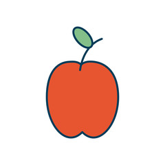 apple fruit icon, line and fill style