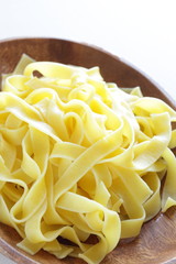 Italian food, prepared fettuccine flat pasta on plate