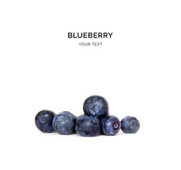 Creative layout made of blueberries. Flat lay. Food concept.