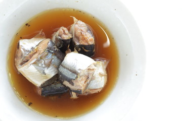 Japanese canned food, simmered pacific saury for emergency food