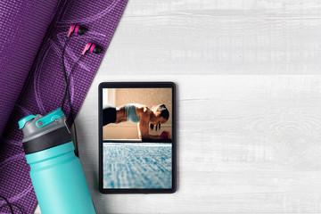 Fitness instructor doing virtual workout session