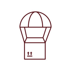parachute with box icon, line style