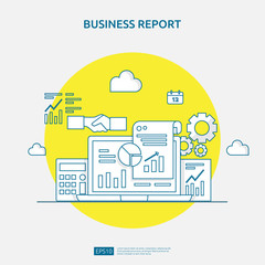 chart document data report concept for business statistics, investment analysis, planning research and finance audit accounting with paper sheet, hands, magnifier, paperwork, charts, graphs element