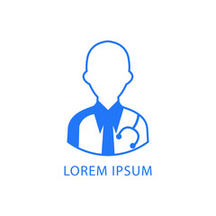 Doctor and nurse icons. Medical staff colorful flat avatars on light blue background. Vector illustration