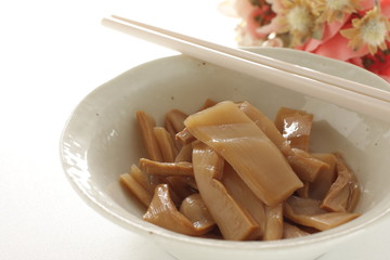Chinese food, simmered bamboo shoots in bowl
