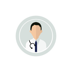 Fototapeta premium Doctor and nurse icons. Medical staff colorful flat avatars on light blue background. Vector illustration