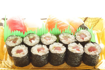 Japanese food, tuna fish sushi roll packed lunch