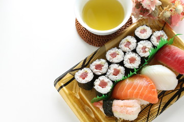 Japanese food, tuna fish sushi roll packed lunch