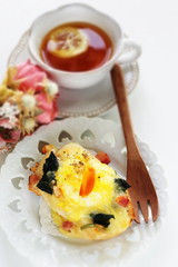 Homemade cheese and poached egg toast for gourmet breakfast