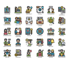 Set of interview thin line and pixel perfect icons for any web and app project.