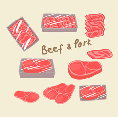 meat with beef and pork vector
