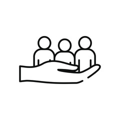 charity aids concept, hand with pictogram people icon, line style