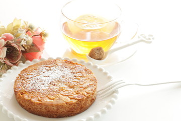 Homemade sliced almond cake for gourmet dessert