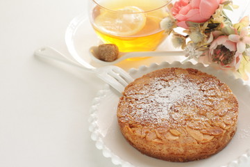 Homemade sliced almond cake for gourmet dessert