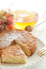 Homemade sliced almond cake for gourmet dessert