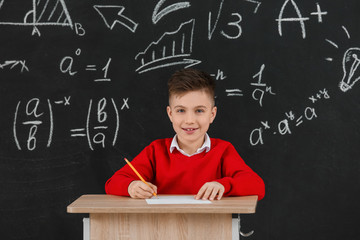 Pupil passing exam at school