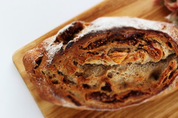 Homemade fig French bread on board