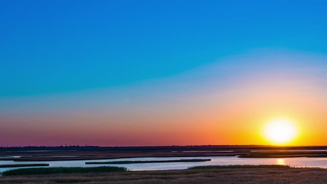 Summer sunrise time lapse lake Syvash, 4k timelapse, photographed on Nikon D800 camera.