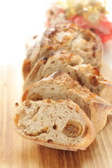 Homemade fig French bread on board