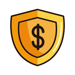 shield protection money shopping or payment mobile banking line and fill icon