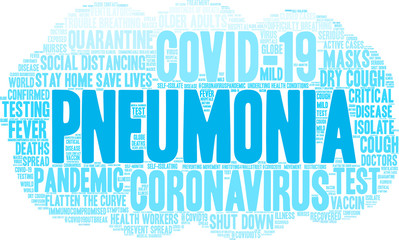 Pneumonia word cloud on a white background. . 