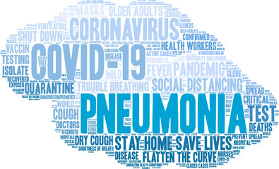 Pneumonia word cloud on a white background. . 
