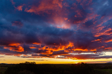 Fiery sunset in Eastern Bay of Plenty, New Zealand
