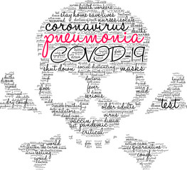 Pneumonia word cloud on a white background. 