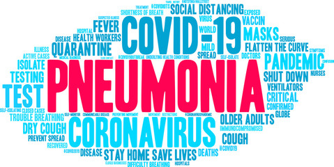 Pneumonia word cloud on a white background. . 