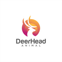 Deer Hunt Logo template. Horns, antelopes, elk, moose, Cervinae,muntjac, fallow deer, chital, Capreolinae, reindeer, chevrotains, Ruminantia And deer Logo Design Illustration.