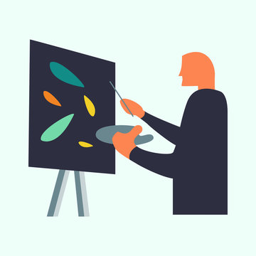 artist painting colorful abstract shapes clip art preview