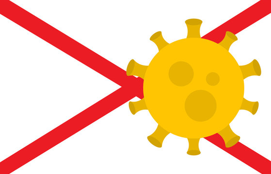 Flag of Alabama State With Outbreak Viruses. Novel Coronavirus Disease COVID-19.