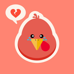 Turkey chicken cartoon character design. Thanksgiving turkey mascot. Vector character. Turkey head cartoon in flat style vector illustration