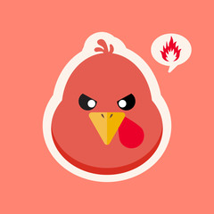 Turkey chicken cartoon character design. Thanksgiving turkey mascot. Vector character. Turkey head cartoon in flat style vector illustration