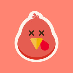 Turkey chicken cartoon character design. Thanksgiving turkey mascot. Vector character. Turkey head cartoon in flat style vector illustration