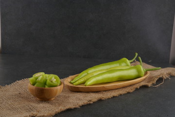 Sweet Green pepper-Village chili stock photo
