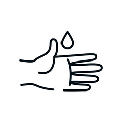 hand and water drop icon, line style