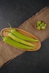 Sweet Green pepper-Village chili stock photo
