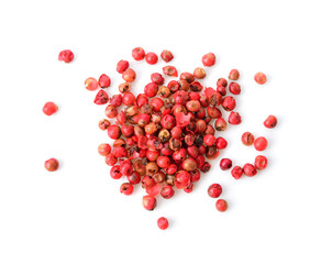 Mixed of peppers hot, red pepper isolated on white background. Top view