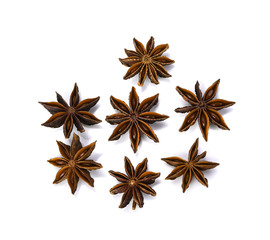 Star anise seeds on white background