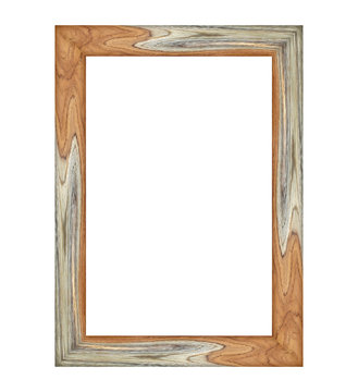 Old wooden frame isolated on a white background