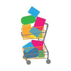 colorful shopping cart with gifts
